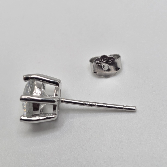 2ctw Moissanite Silver Stud Earrings - Picture 3 of 3